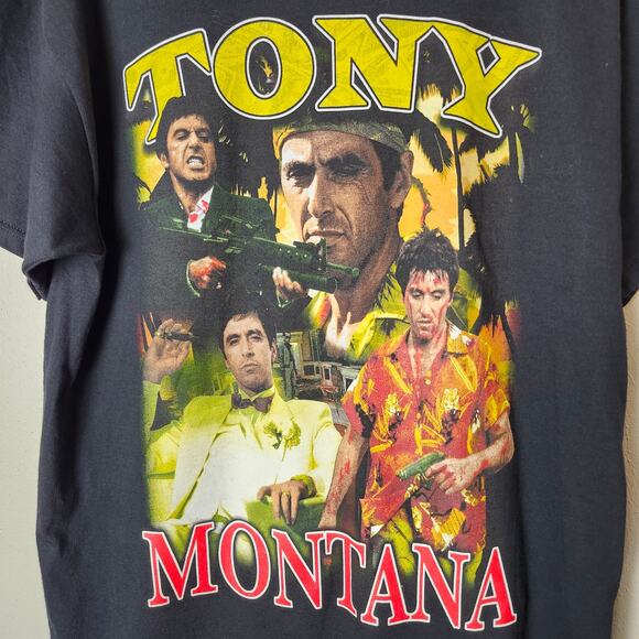 Tony Montana Men's Short Sleeve T-Shirt Black Scarface Al Pacino Size X-Large - Picture 2 of 8